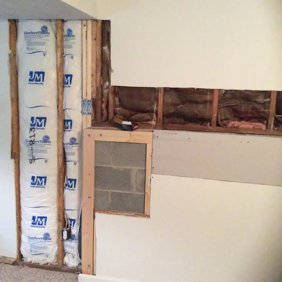 Wall insulation replacement during Basement Flood Cleanup in Easley
